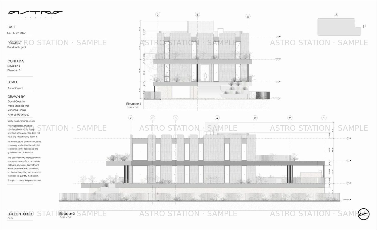 Sample package — sections and elevations