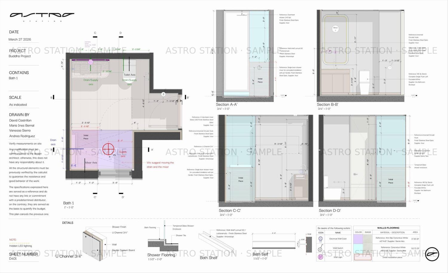 Sample package — window, tile and finish details