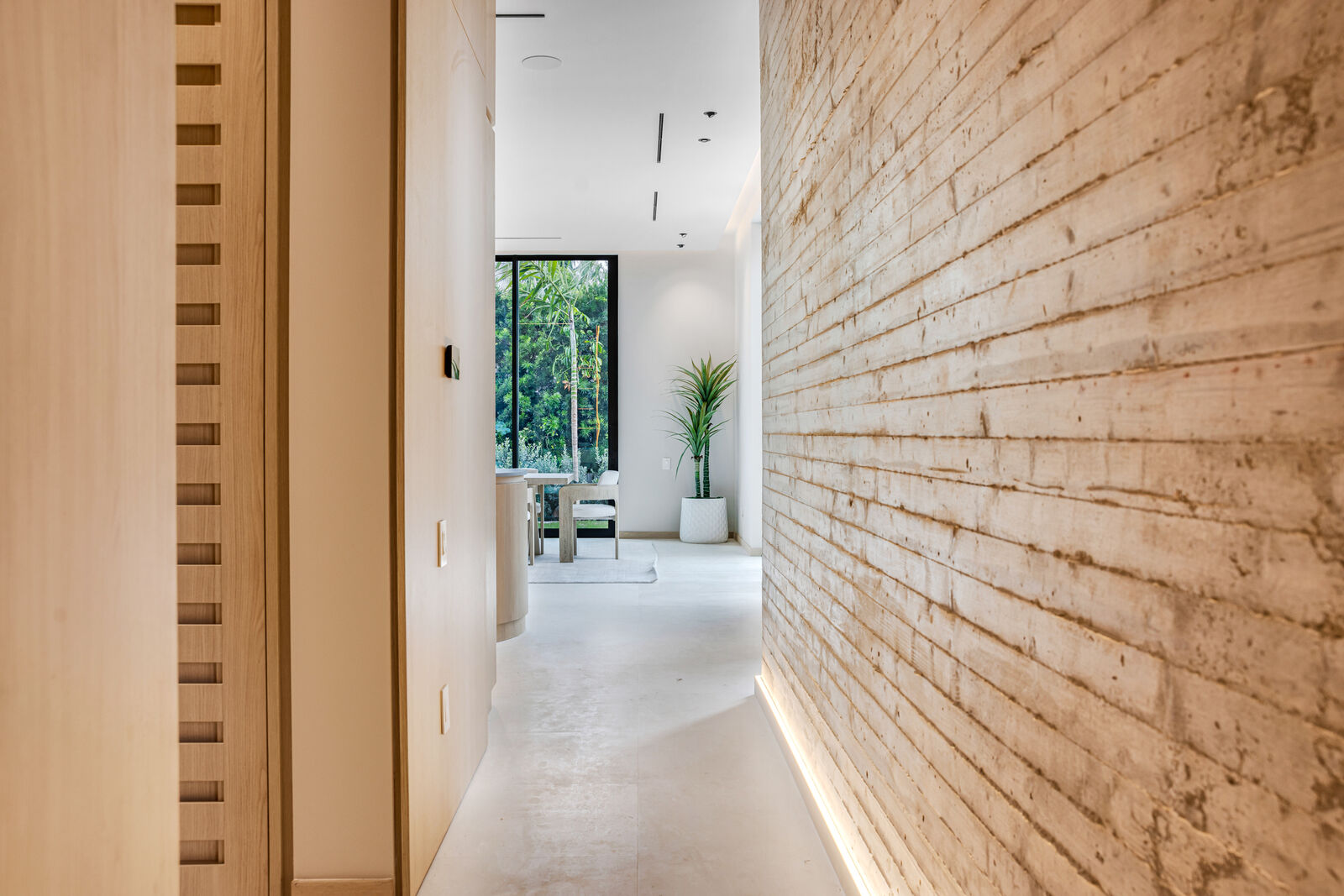 Dragon Millwork — installed wood-slat paneling, Jefferson House