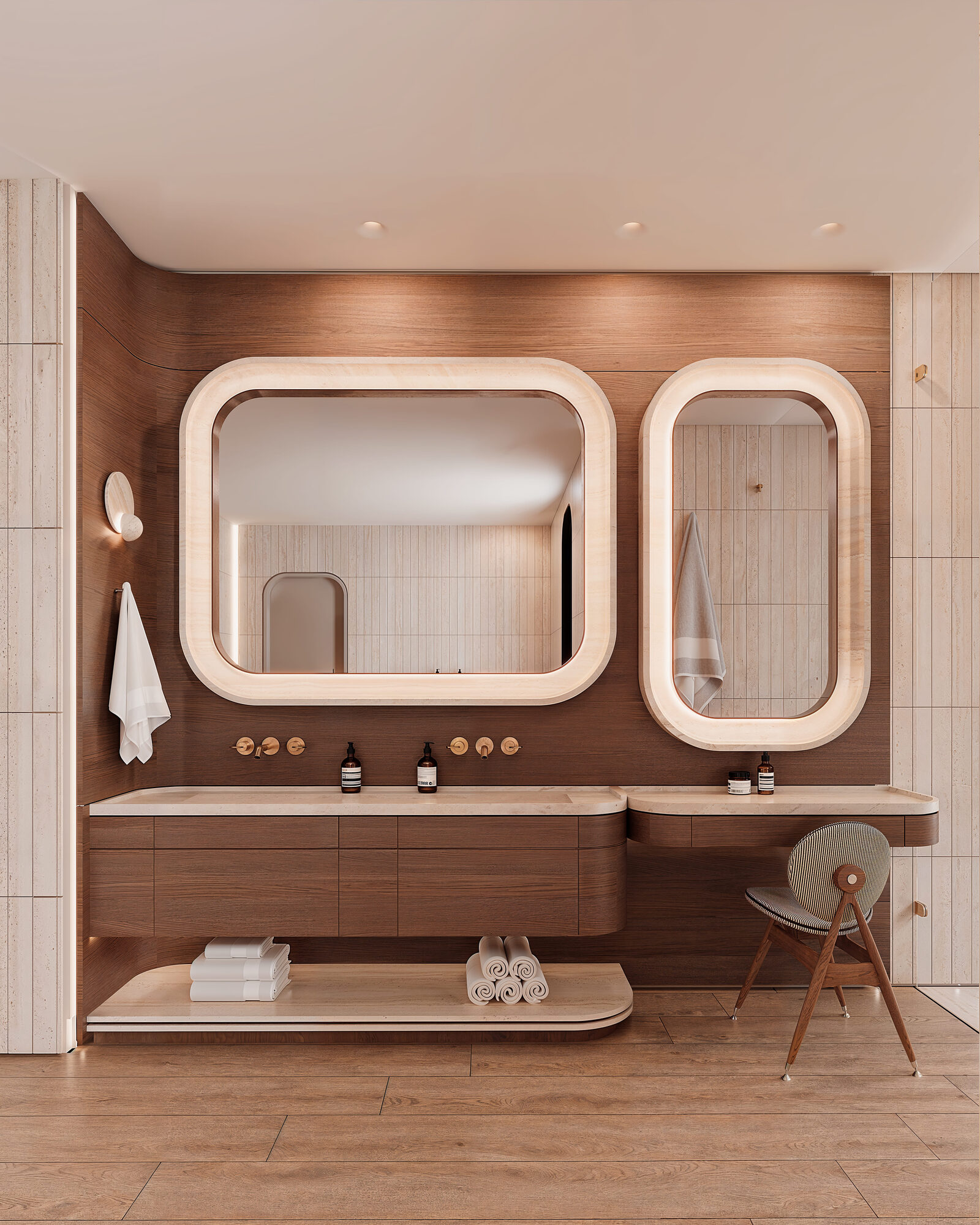 Dragon Millwork — Tigertail primary bath vanities