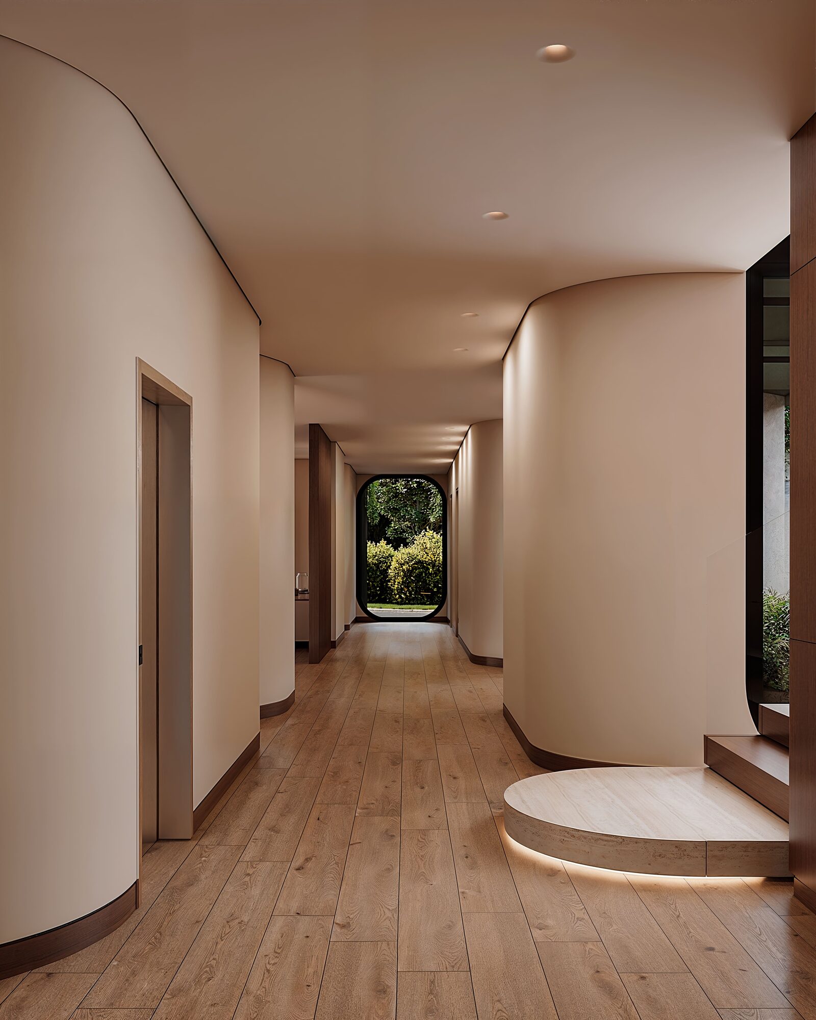 Dragon Millwork — Tigertail corridor in continuous wood