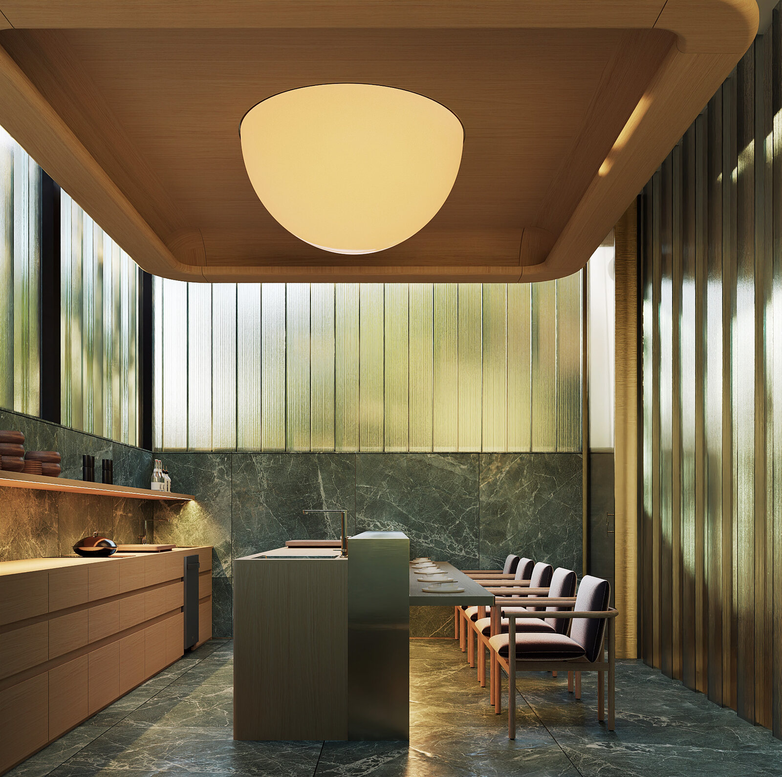 El Cielo · Omakase — dining room in green marble